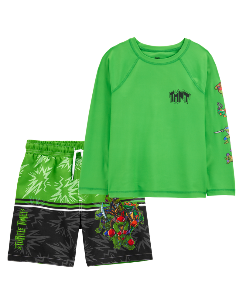 Kid 2-Piece Teenage Mutant Ninja Turtles Rashguard & Swim Trunk Set, image 1 of 7 slides