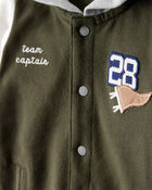 Baby Varsity Hooded Jumpsuit - Green/Grey, image 2 of 4 slides