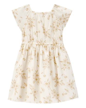 Toddler Floral-Print Short-Sleeve Maxi Dress- Cream, 