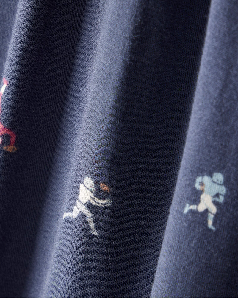 Baby Boy Football Print PurelySoft Long-Sleeve Sleep & Play Pajamas - Blue, image 6 of 8 slides
