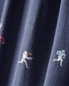 Baby Boy Football Print PurelySoft Long-Sleeve Sleep & Play Pajamas - Blue, image 6 of 8 slides