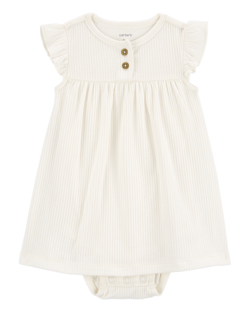 Baby Girl 2-Piece Bodysuit Dress & Cardigan Set - Grey/White, 