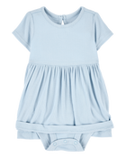 Baby Girl Solid PurelySoft Bodysuit Dress -Blue, image 2 of 7 slides