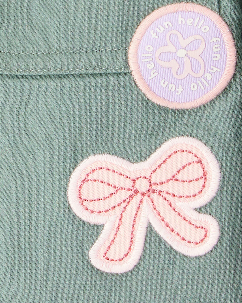 Toddler Girl Patchwork Cotton Long-Sleeve Utility Fashion Jacket - Green, image 3 of 4 slides