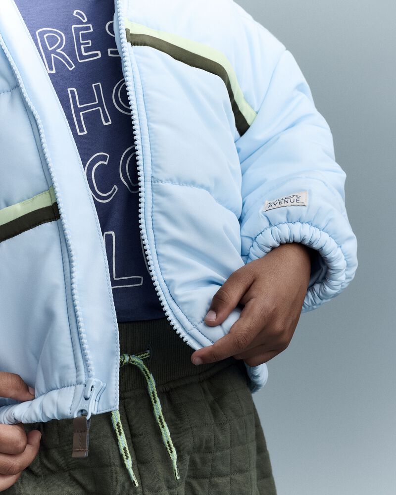 Toddler Boy Zip-Up Hooded Puffer - Light Blue, image 5 of 7 slides