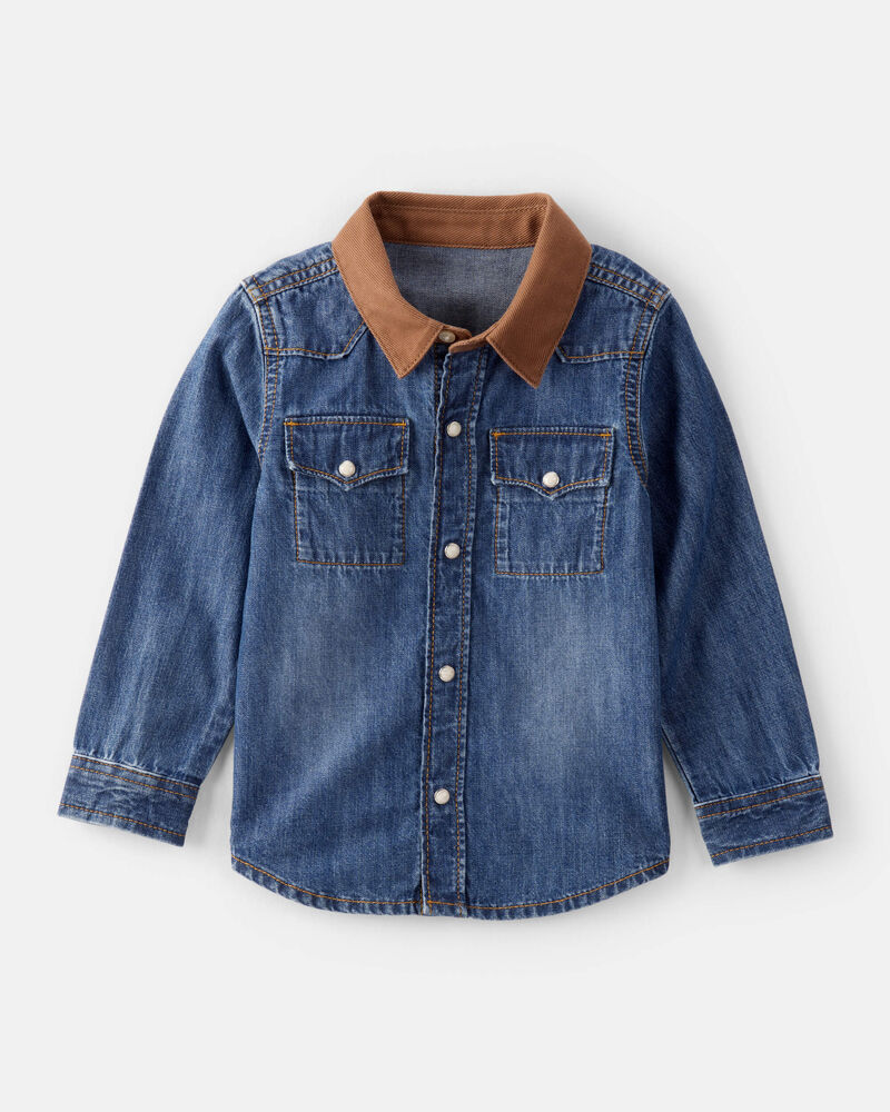 Toddler Boy Western Denim Long-Sleeve Button-Down Shirt - Blue, image 1 of 5 slides