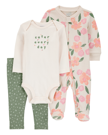 Baby Girl 3-Piece Floral Multi-Piece Set, 