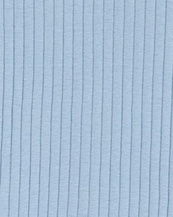 Kid Solid Ribbed Cotton Blend 2-Piece Pajamas - Blue, 