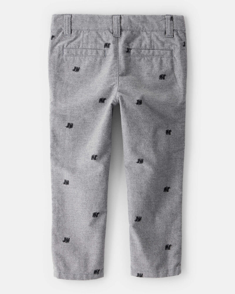 Toddler Boy Bear Print Dress Pants - Grey, image 2 of 6 slides