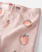 Toddler Girl Organic Cotton Pajamas in Peach Print, image 2 of 5 slides