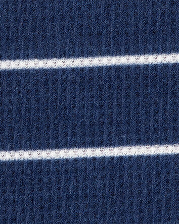 Toddler Boy Striped Loose Fit Waffle Knit 2-Piece Pajamas - Navy, 