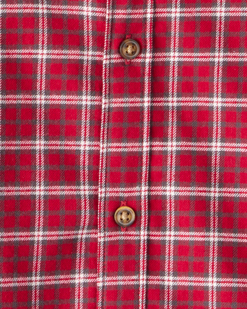 Toddler Boy Plaid Cotton Long-Sleeve Button-Down Shirt - Red, image 3 of 4 slides