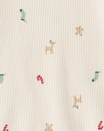 Baby Mini Christmas Cotton Long-Sleeve Snug Fit 2-Piece Pajamas - White, 