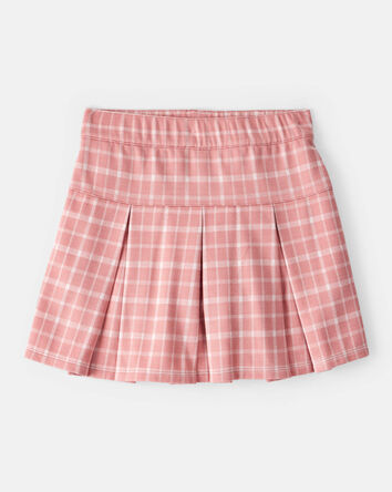 Kid Plaid Pleated Pull-On Skort - Pink, 