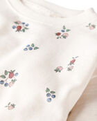 Girls Organic Cotton French Terry Sweatshirt in Berry Blossom Print, image 2 of 4 slides