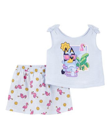 Toddler Girl 2-Piece Bluey Tank Top & Short Set - Blue, 