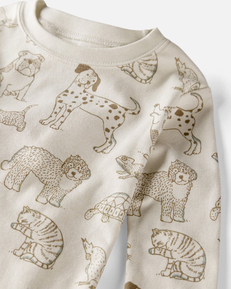 Toddler Pet Print Organic Cotton 2-Piece Pajamas, image 2 of 4 slides