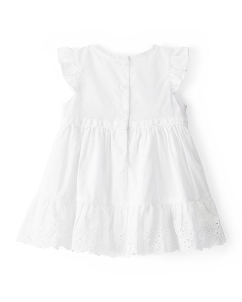 Baby Textured Eyelet Dress- White, image 2 of 5 slides