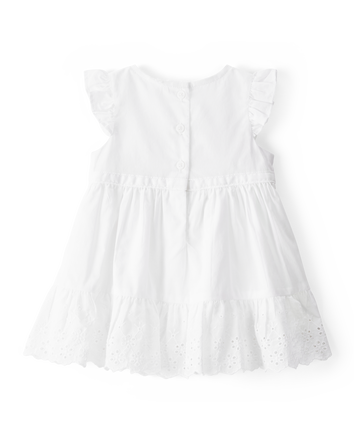 Baby Textured Eyelet Dress- White, 