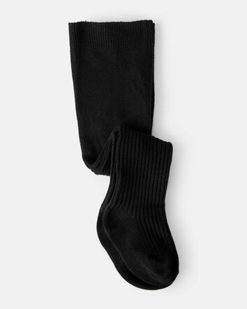 Baby Girl Rib Tights - Black, 