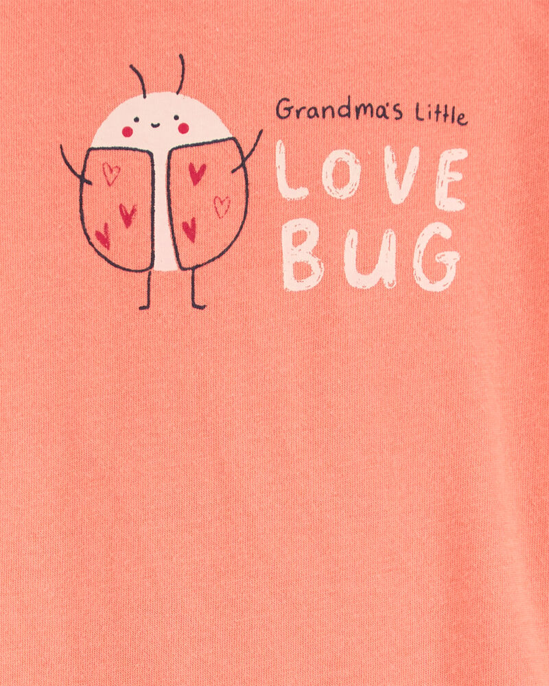 Baby Grandma's Little Love Bug Short-Sleeve Bodysuit - Peach, image 2 of 3 slides