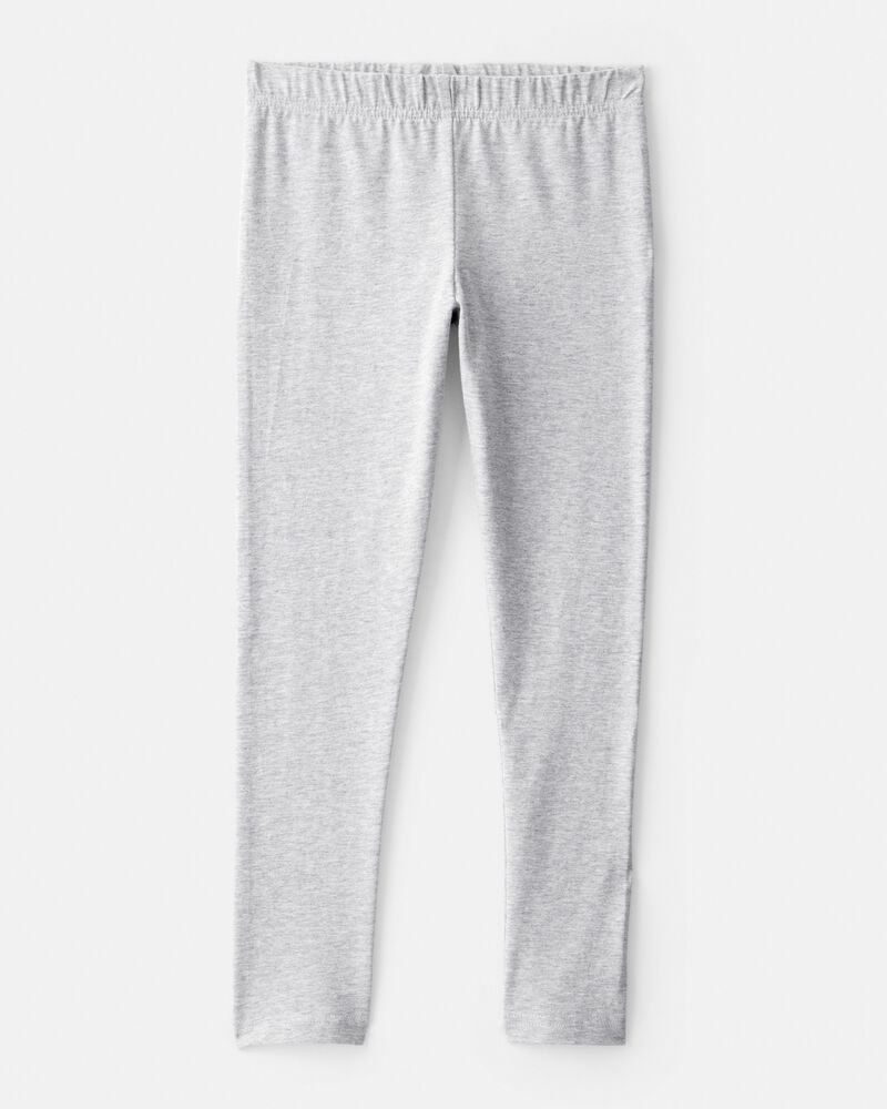 Girls Cotton Stretch Leggings - Grey, image 1 of 5 slides