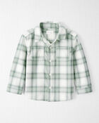 Toddler Boy Organic Cotton Herringbone Button-Front Shirt in Plaid, image 1 of 4 slides