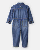 Toddler Denim Long-Sleeve Jumpsuit - Blue, image 2 of 5 slides