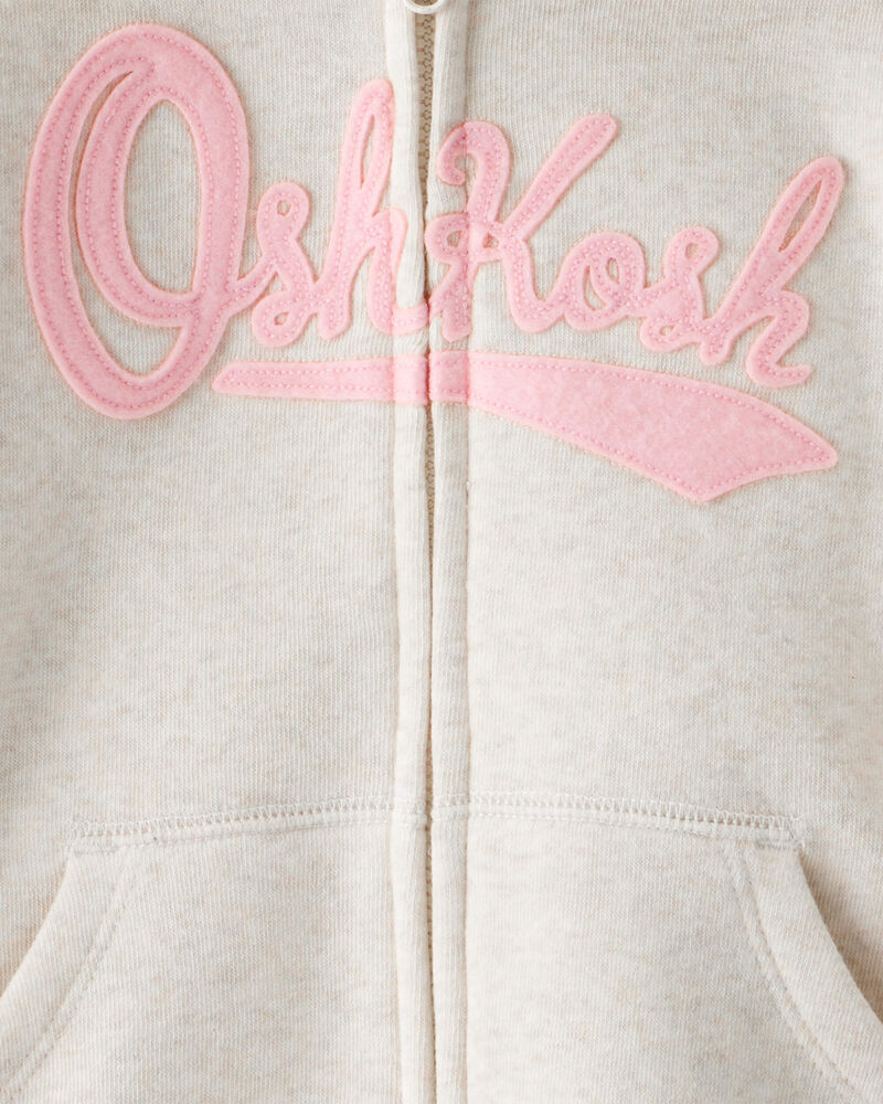 Toddler OshKosh Fleece Logo Zip Jacket - Oatmeal, image 2 of 3 slides