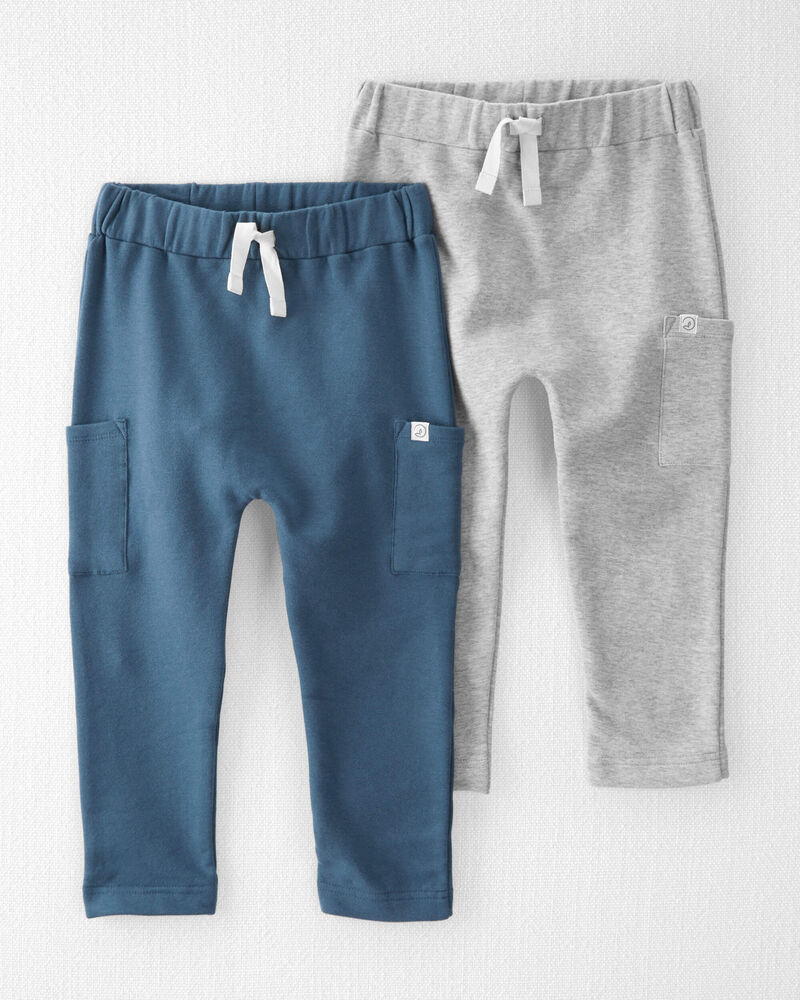 Toddler 2-Pack Organic Cotton Pants - Deep Teal/Heather Grey, image 1 of 4 slides