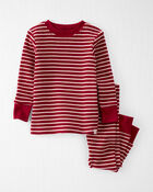 Baby Organic Cotton Striped Waffle Knit Pajamas, image 1 of 4 slides
