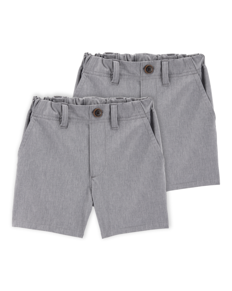 Toddler 2-Pack Active Pull-On Uniform Shorts - Grey, image 1 of 6 slides