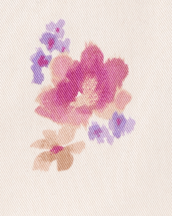 Kid Twill Floral Print Skirt - Ivory, 