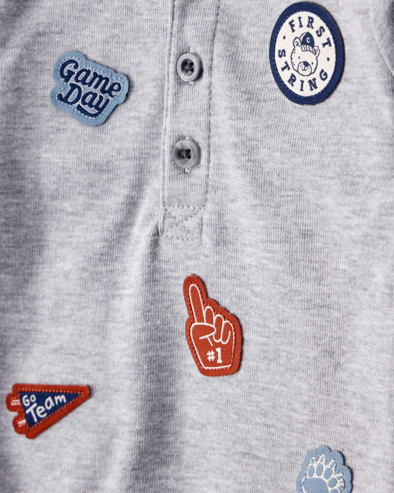 Baby Boy 2-Piece Sports Long-Sleeve Bodysuit & Pant Set - Grey, image 2 of 7 slides