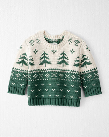 Baby Organic Cotton Evergreen Fair Isle Sweater , 