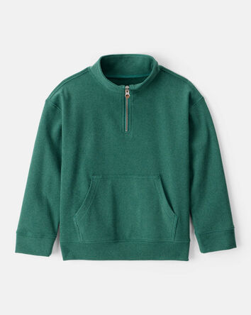 Boys Long-Sleeve Quarter-Zip Pullover Sweatshirt - Green, 