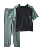 Boys 2-Piece Graphic Tee & Active Joggers Set - Black/Green, image 1 of 6 slides