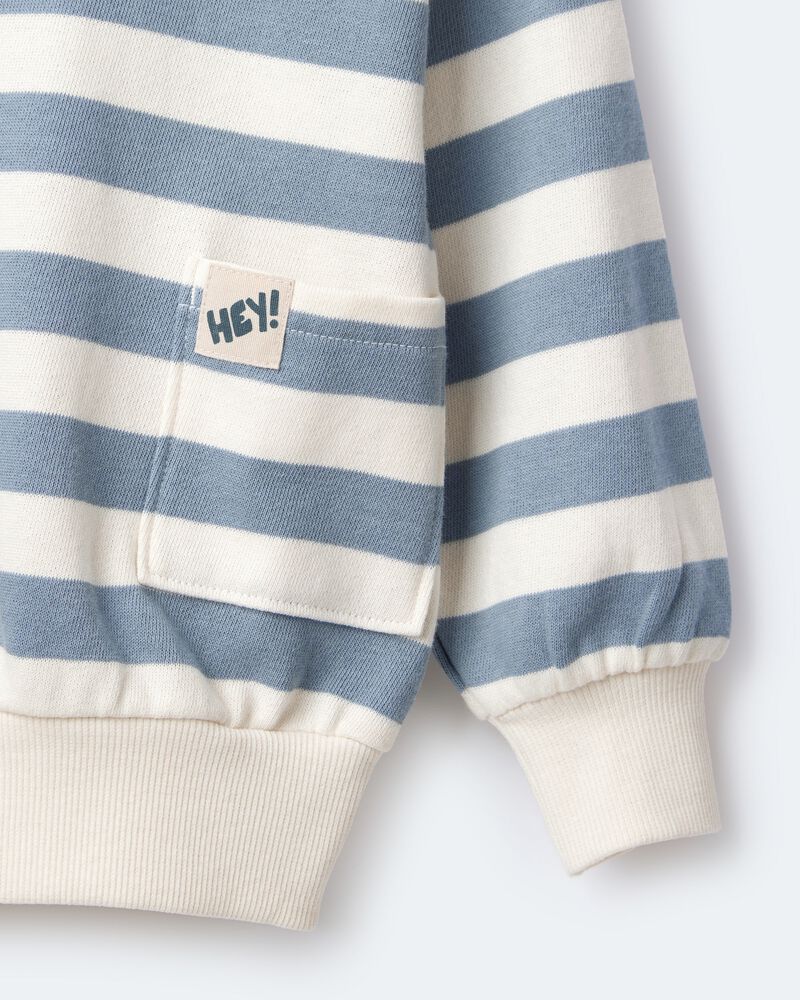 Toddler 'Hey!' Striped Otter Sweatshirt&trade; with Pockets - Blue/Cream, image 7 of 7 slides