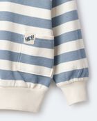 Toddler 'Hey!' Striped Otter Sweatshirt&trade; with Pockets - Blue/Cream, image 7 of 7 slides