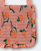 Toddler Girl Smocked Bib Top in Clementine Grove Print - Light Pink, image 6 of 6 slides