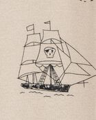 Toddler Boy Pirate Boat Snug Fit Cotton Footless 1-Piece Pajamas - Khaki, image 2 of 4 slides