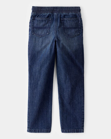 Boys Drawstring Pull-On Denim Jeans - Blue, 