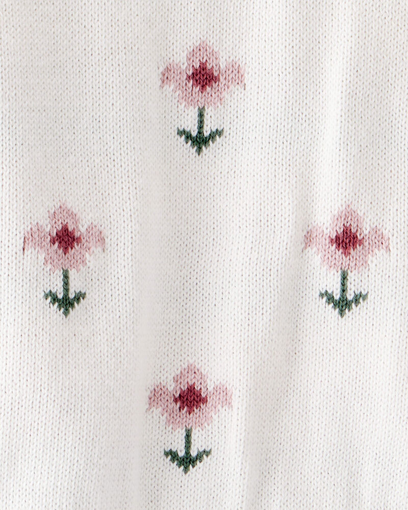 Baby Girl 2-Piece Organic Cotton Sweater Knit Set in Cosmos Garden Print, image 4 of 5 slides