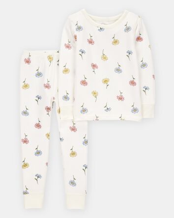 Toddler Girl Floral Print PurelySoft 2-Piece Pajamas - Ivory, 