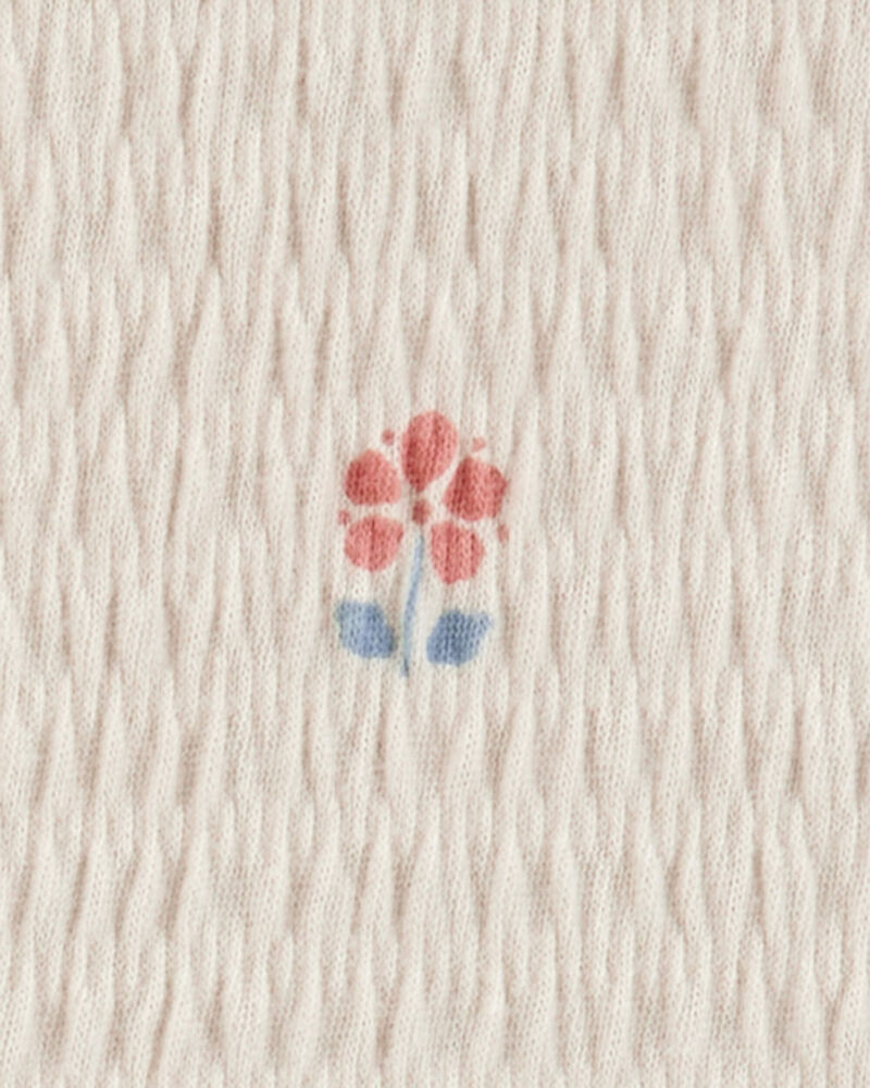 Baby Girl 2-Piece Flower Print Peplum Top & Short Set - Cream, image 2 of 3 slides