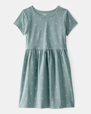 Girls Heart Print Short-Sleeve Dress - Green, 