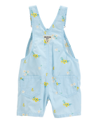 Toddler Girl Floral Shortalls - Blue, image 2 of 4 slides