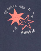 Baby Sparkle Like Auntie Short-Sleeve Bodysuit - Gray, image 2 of 3 slides