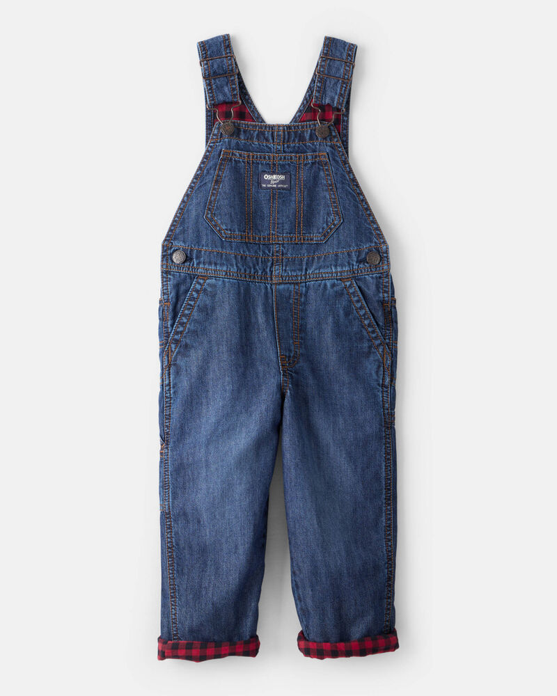 Toddler Buffalo Check Denim Overalls - Blue, image 1 of 4 slides