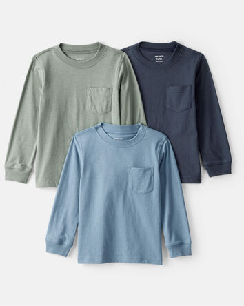 Toddler Boy 3-Pack Long-Sleeve T-Shirts - Blue/Green, 